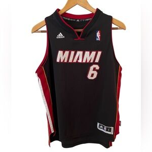 Adidas Miami Heat NBA Jersey #6 James King Mens Black Shirt Size large